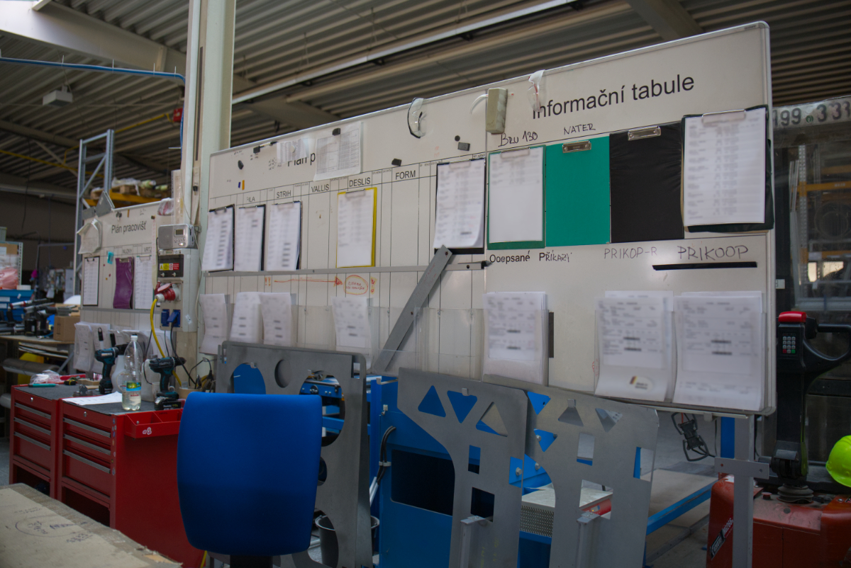 Plánovací tabule ve výrobě.
