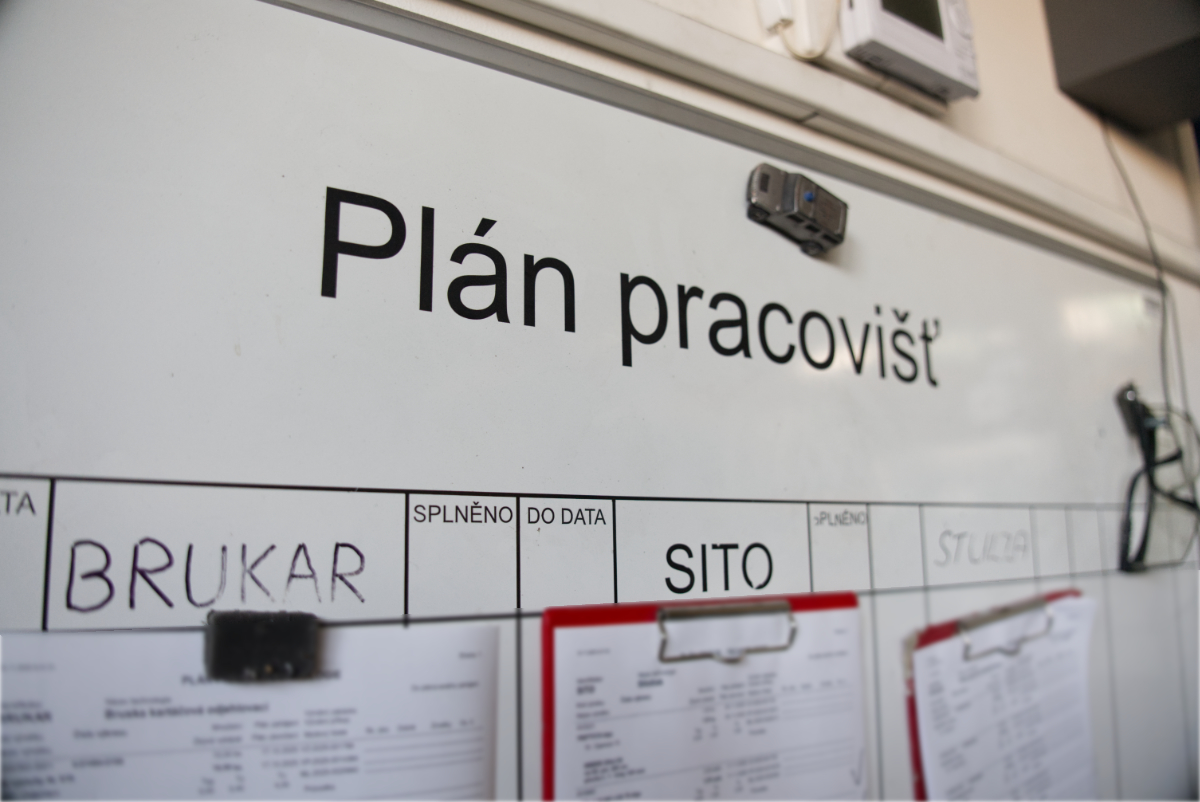 Ukázka plánovací tabule ve výrobě.