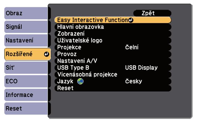 V „Rozšířené" vybereme položku „Easy Interactive Function".