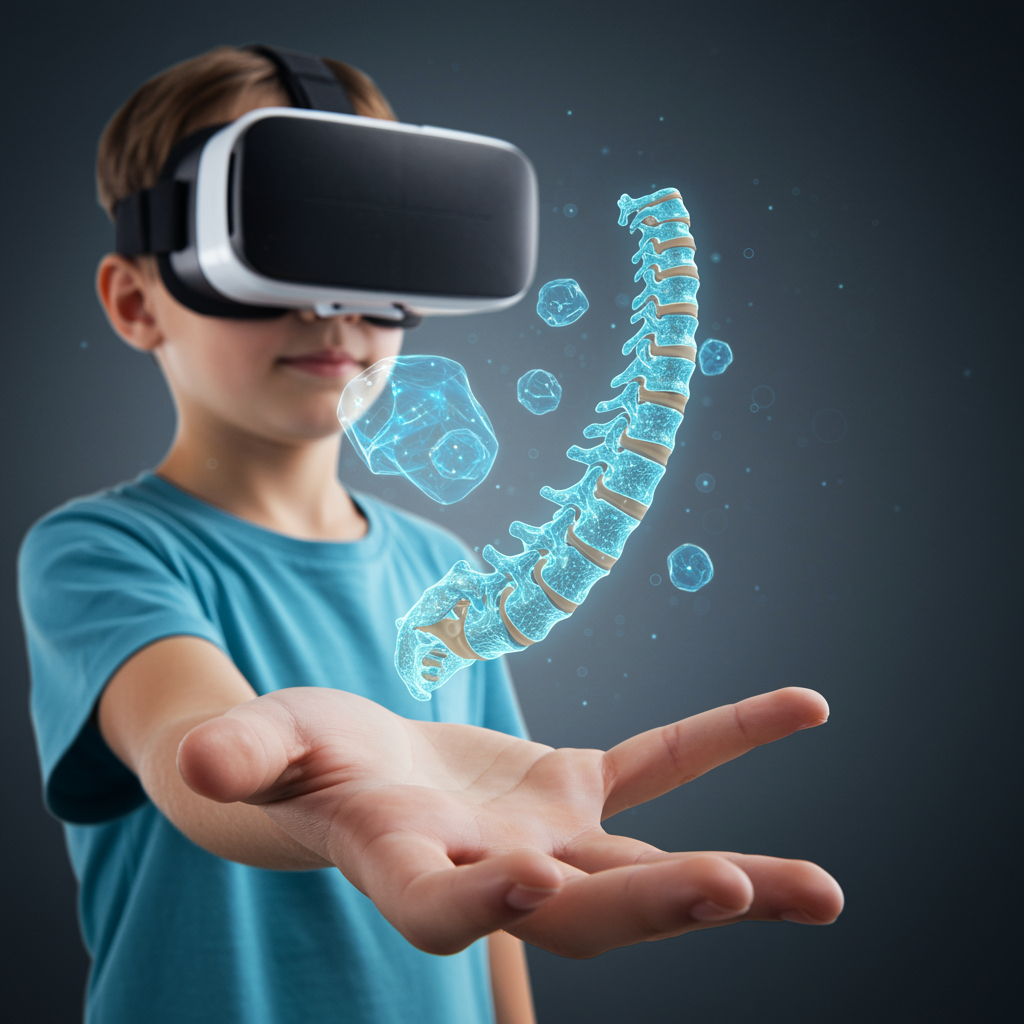 Žák, který využívá technologie VR a AR.