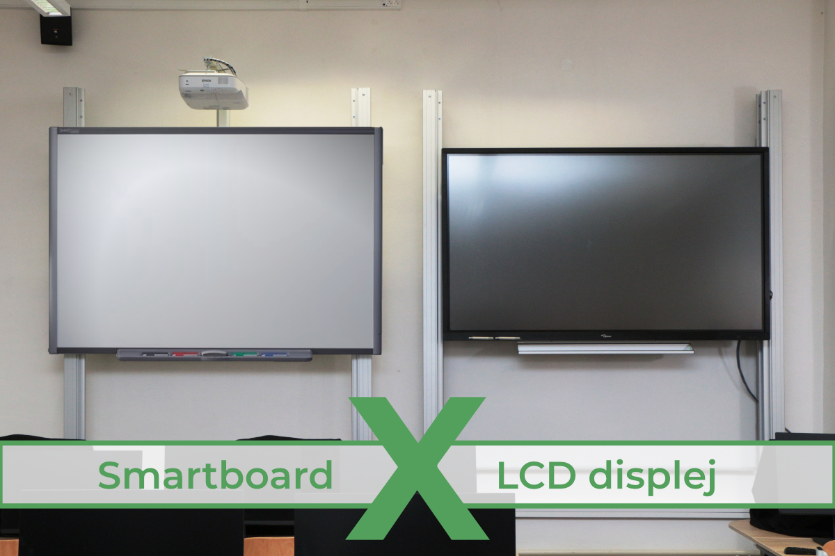 Vizuální rozdíl mezi smartboardem a LCD displejem.