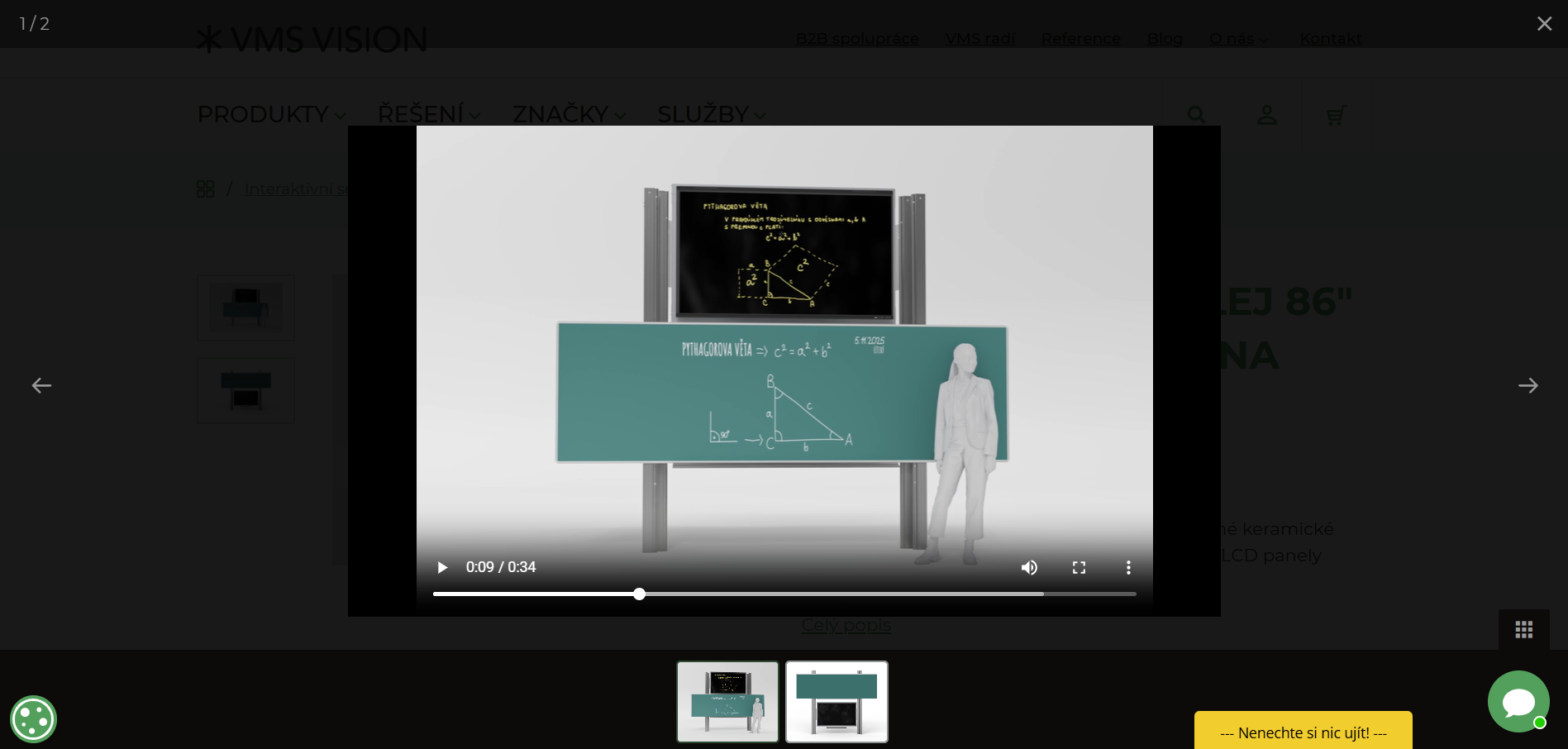 Zobrazení 3D animace v přehrávači videí.