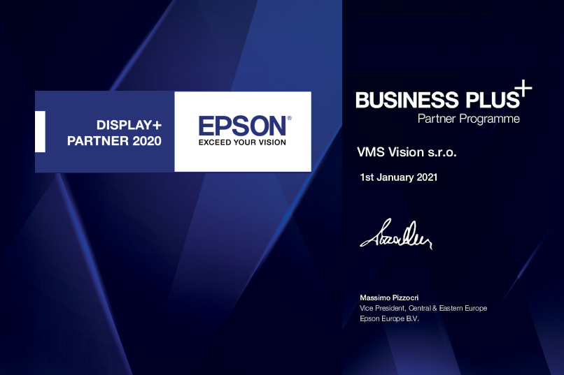 VMS VISION je certifikovaným partnerem EPSON Display+
