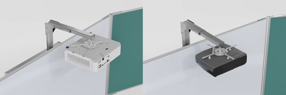 Porovnání uchycení projektorů na univerzální rameno.