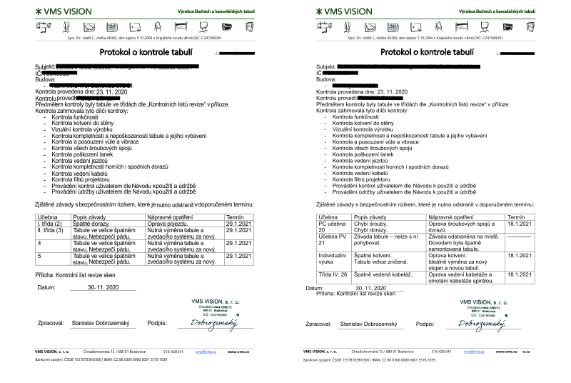 Protokol kontroly / revize tabulí