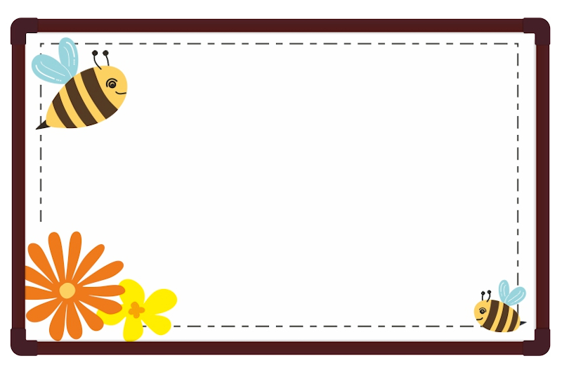 Tabule s obrázkem Včelky Bílá magnetická tabule s potiskem Včelky a hnědým hliníkovým rámem doNOTE 64x40. #1
