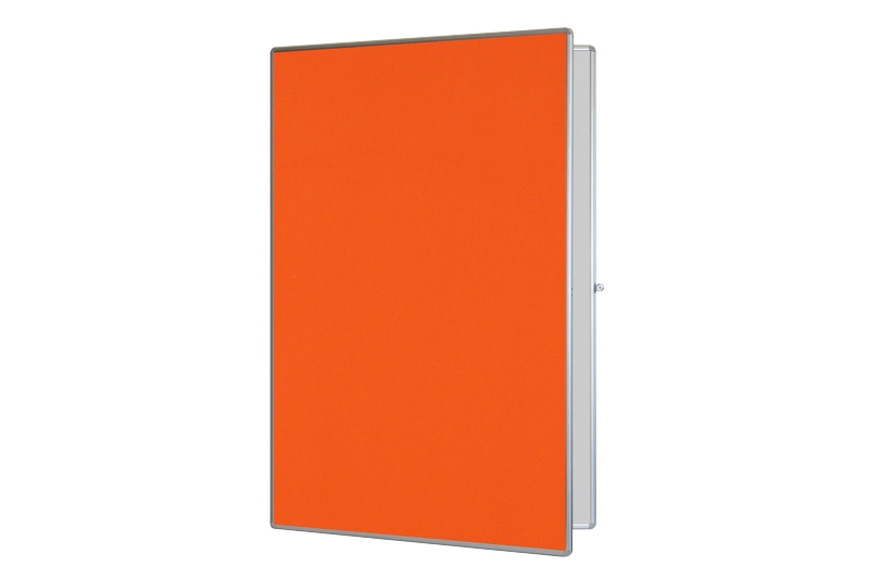 Keramická tabule na fixy s uzamykatelným křídlem DUO Bílá magnetická tabule na fixy ekoTAB 90x120 s otevíracím křídlem (textilní nástěnka oranžová). #1