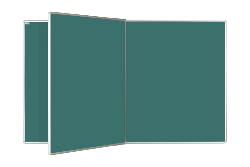 Keramická tabule na křídy s otočným křídlem ve středu tabule PIVOT Zelená magnetická tabule na křídy ekoTAB 240x120 s otočným křídlem na křídy 120x120 uprostřed tabule. #1
