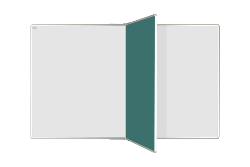 Keramická tabule na fixy s otočným křídlem na křídy ve středu tabule PIVOT Bílá magnetická tabule na fixy ekoTAB 240x120 s otočným křídlem na křídy 120x120 uprostřed tabule. #2