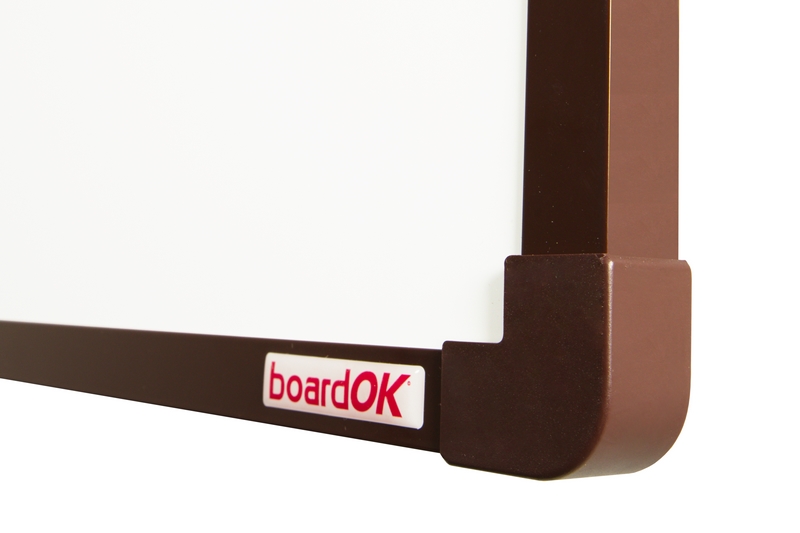 Keramická tabule na fixy s hnědým rámem Bílá magnetická tabule na zeď boardOK 200x120. #3