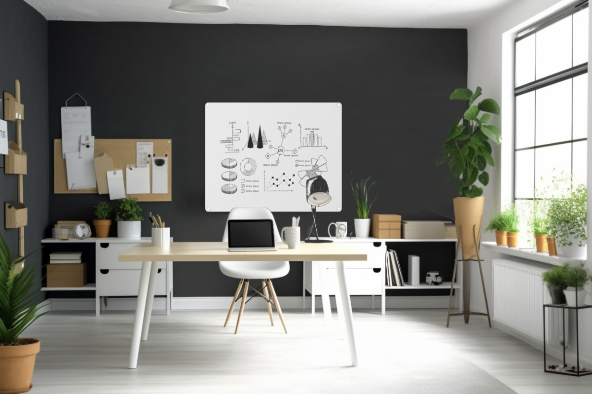 Bezrámová keramická tabule na fixy Bílá bezrámová magnetická tabule na fixy 60x90 cm. #5