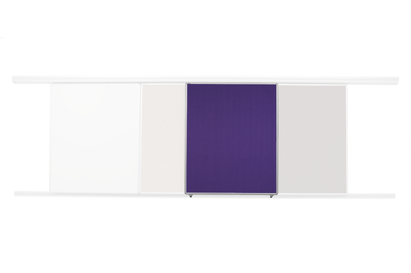 Textilní nástěnka fialová pro lištový systém Fialová textilní nástěnka ekoTAB 120x120 určená pro lištový systém s horizontálním posunem. #1