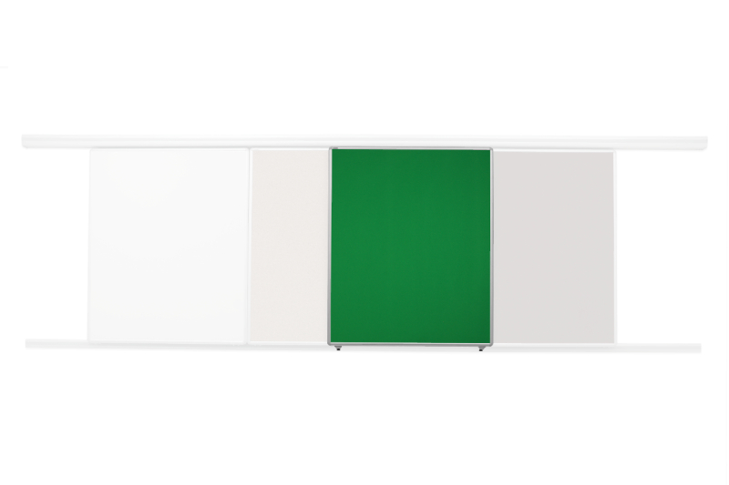 Textilní nástěnka zelená pro lištový systém Zelená textilní nástěnka ekoTAB 100x120 určená pro lištový systém s horizontálním posunem. #1