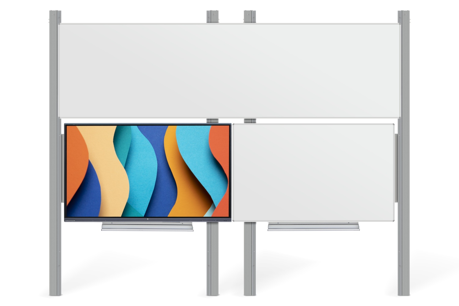 Interaktivní sestava LCD panel s doplňkovou tabulí a přední krycí tabulí na PYLONU AL Interaktivní sestava na zvedacím systému PYLON AL - LCD 65