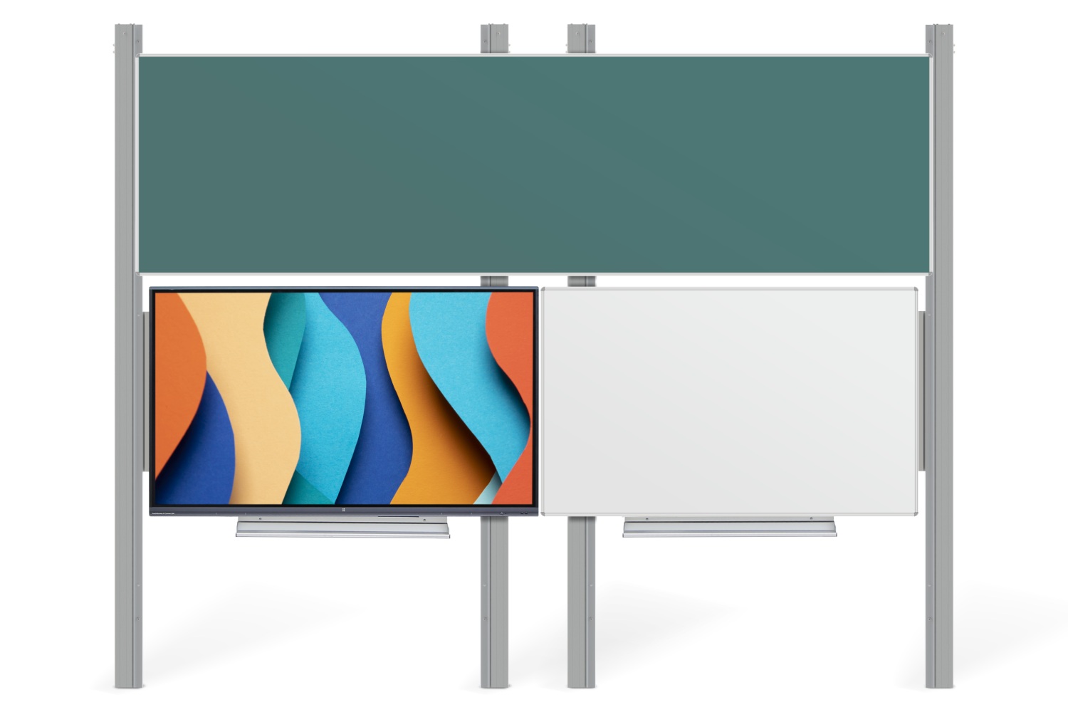 Interaktivní sestava LCD panel s doplňkovou tabulí a přední krycí tabulí na PYLONU AL Interaktivní sestava na zvedacím systému PYLON AL - LCD 65
