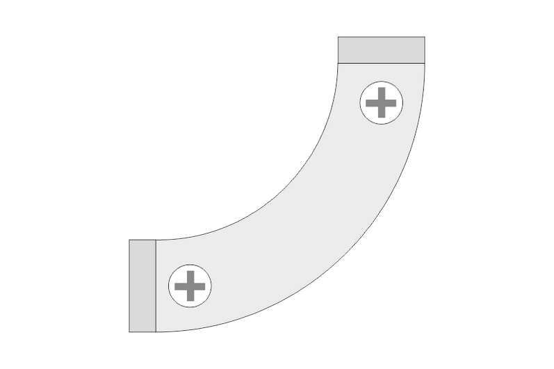 Spojka L paraván se zaobleným rámem Spojka stolového paravánu sloužící ke spojení paravánů do tvaru L. #1