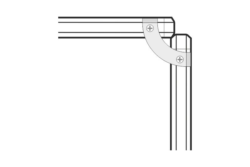 Spojka L paraván se zaobleným rámem Spojka stolového paravánu sloužící ke spojení paravánů do tvaru L. #2