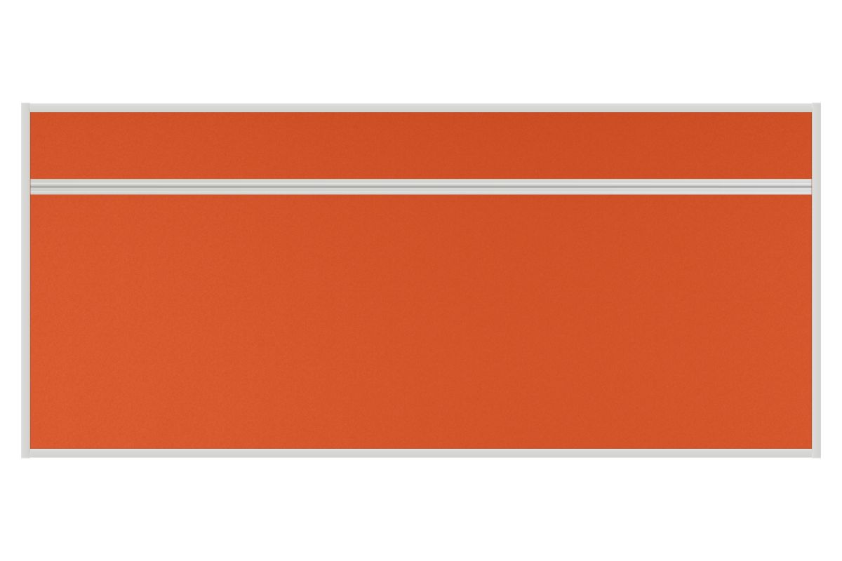 Stolový akustický paraván AKUSTIK oranžový Akustický kancelářský paraván s textilním povrchem v barvě oranžová a hranatým rámem o rozměru 180x80. #1