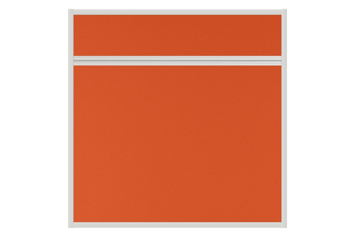 Stolový akustický paraván AKUSTIK oranžový Akustický kancelářský paraván s textilním povrchem v barvě oranžová a hranatým rámem o rozměru 80x80. #1
