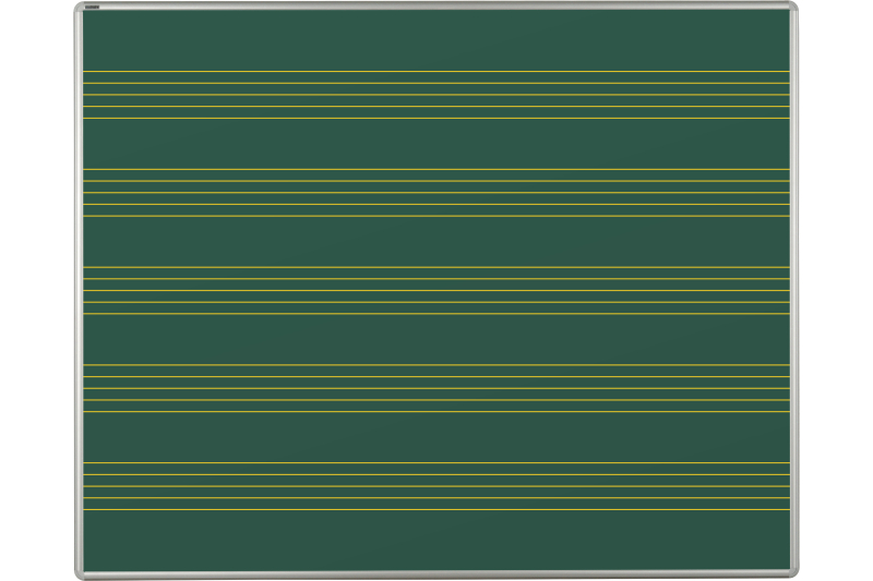Keramická křídová tabule ŠKOL K - notová osnova Zelená magnetická tabule na křídy s notovou osnovou ekoTAB 150x120. #1