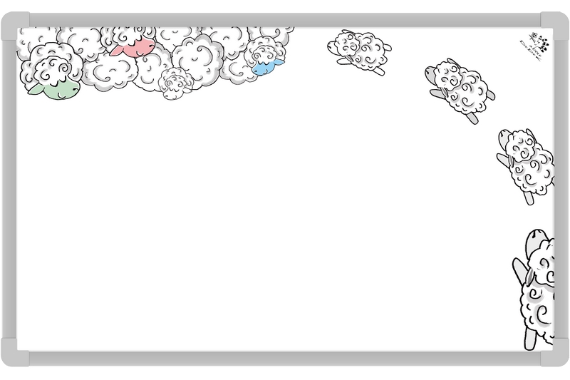 Tabule s obrázkem Ovečky Bílá magnetická tabule s potiskem Ovečky a stříbrným rámem doNOTE 80x50. #1
